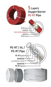 5 katmanlı EVOH oksijen bariyerli PE-RT yerden ısıtma borusu yapısı