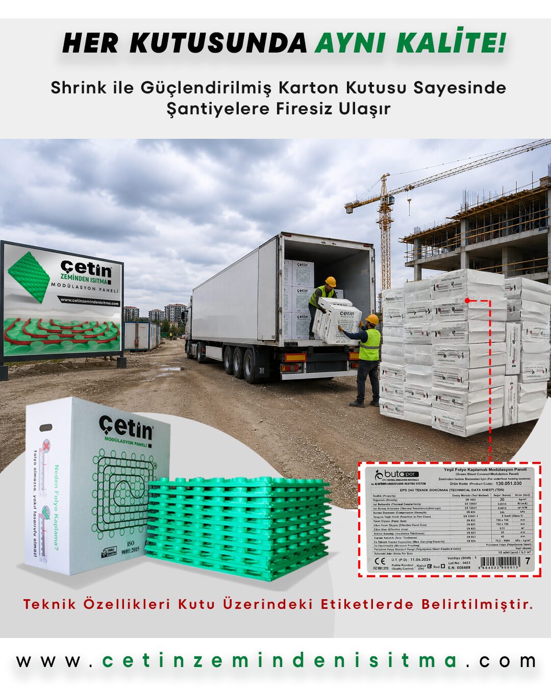 Her kutusunda aynı kalite